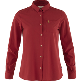 Fjällräven Övik Lite Shirt LS W Women’s Shirts Red Main Front 49752